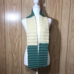 NWT Mint Green Cream Handmade Crocheted Scarf by Dawny